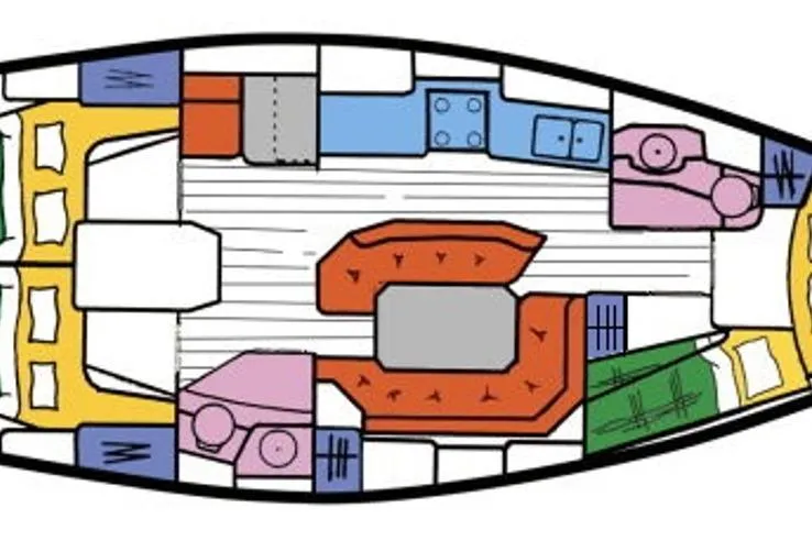 Slide: The Image of Floor plan of 1999 Jeanneau Sun Odyssey 42.2 sailboat interior layout. - 32