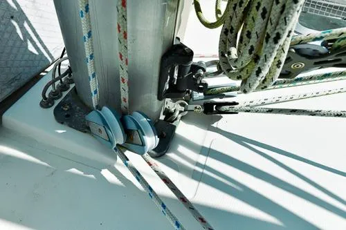 Slide: The Image of Sailing on a 1999 Jeanneau Sun Odyssey 42.2 yacht in calm waters. - 9