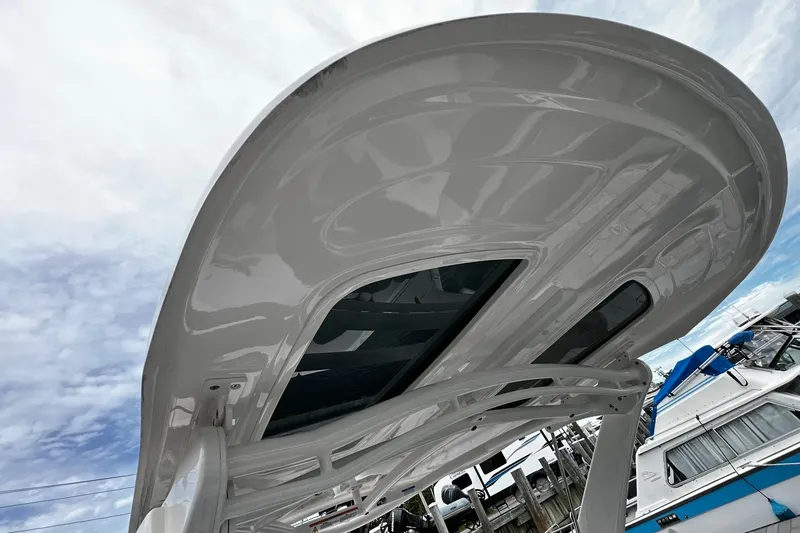 Slide: The Image of 2020 Chaparral 297 SSX boat top view with clear sky background. - 5