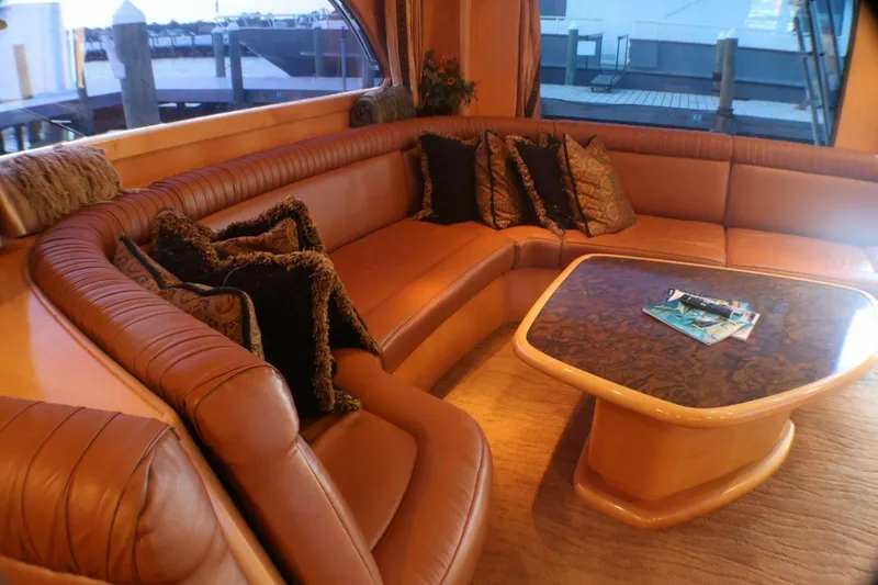 Slide: The Image of Luxurious interior of 2001 Donzi 73 Sport Yacht with leather seating and elegant table. - 9