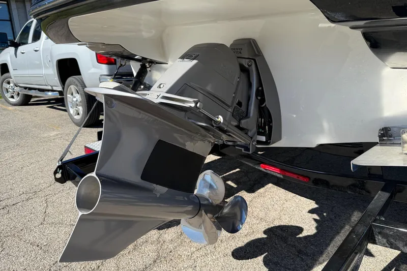 Slide: The Image of 2023 Crownline 240 SS SURF boat stern with Volvo Penta outdrive and propeller. - 13