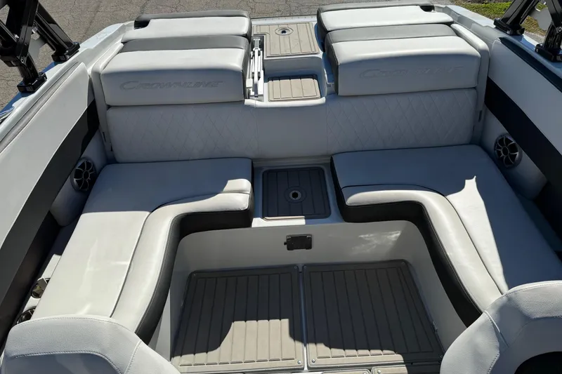 Slide: The Image of 2023 Crownline 240 SS SURF boat interior with spacious seating and modern design. - 6
