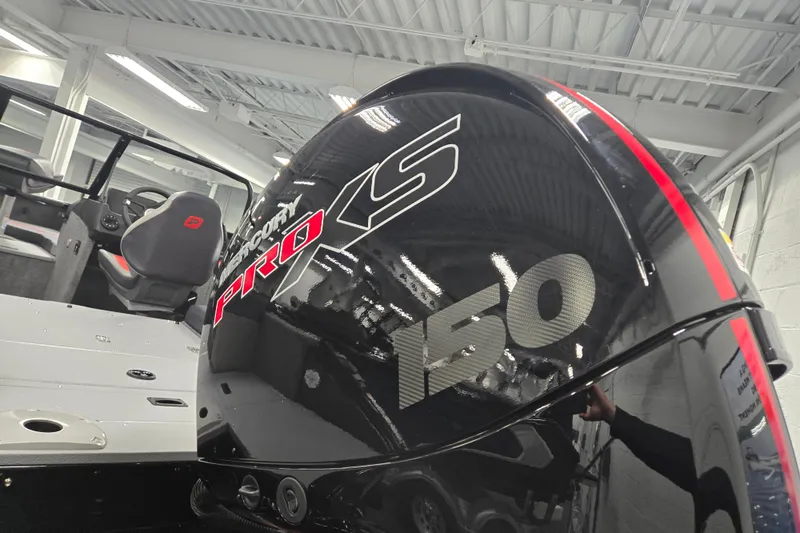 Slide: The Image of 2026 Princecraft Sport 175 boat with Mercury Pro XS 150 engine in showroom. - 13