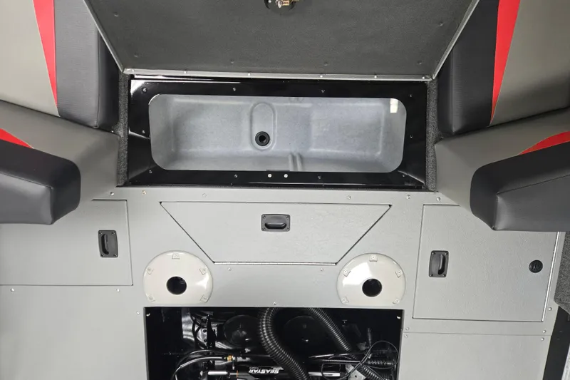 Slide: The Image of Interior view of 2026 Princecraft Sport 175 boat, featuring seating and storage compartments. - 15