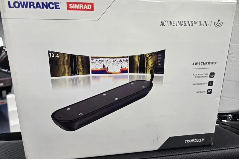 Slide: The Image of Box of Lowrance Simrad Active Imaging 3-in-1 Transducer for Princecraft Sport 175, 2026 model. - 18