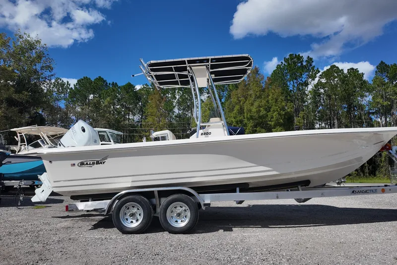The Image of 2026 Bulls Bay 2200 boat on trailer, parked outdoors under a clear blue sky. - 0