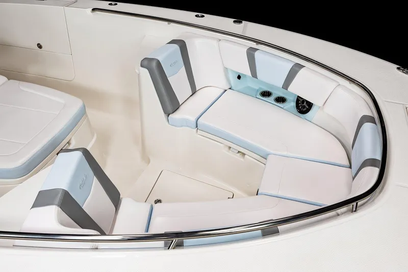 Slide: The Image of 2026 Robalo R360 Center Console boat storage compartment with open hatch. - 10