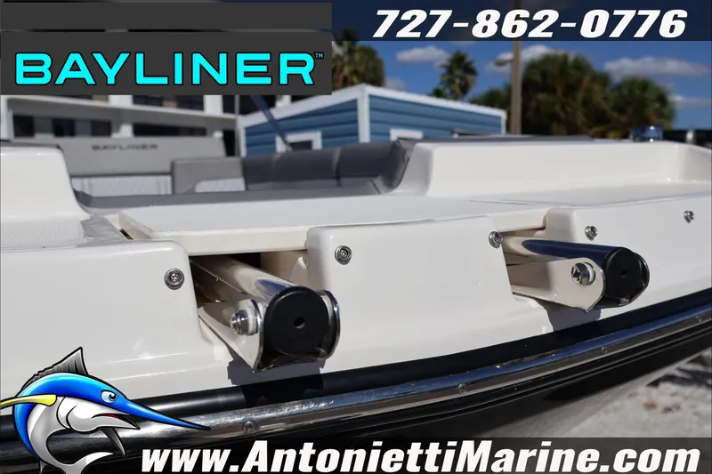 Slide: The Image of Bayliner D20 2026 boat detail with contact information and logo. - 6