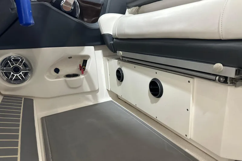 Slide: The Image of Interior of 2021 Chaparral 347 SSX boat showing seating and speaker system. - 35