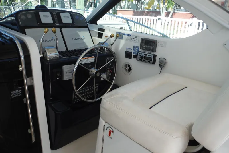 Slide: The Image of 2007 Tiara Yachts 3600 Open helm with Garmin navigation and comfortable seating. - 8