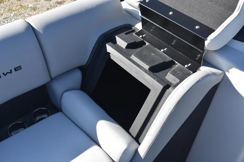 Slide: The Image of 2026 Lowe SS 230 WV boat seat with storage compartment open. - 11