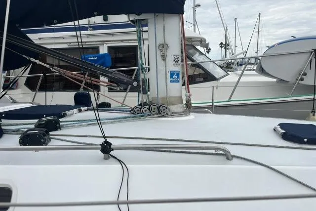 Slide: The Image of 2004 J Boats J/133 sailboat deck with rigging and mast details. - 26