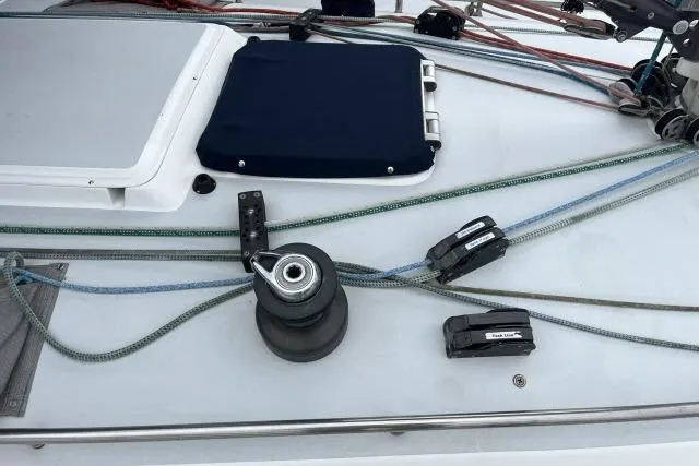 Slide: The Image of Deck of 2004 J Boats J/133 sailboat with winch and ropes. - 27