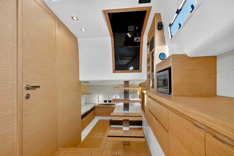 Slide: The Image of Luxurious interior of 2023 Pardo Yachts 43, featuring modern wood finishes and sleek design. - 42