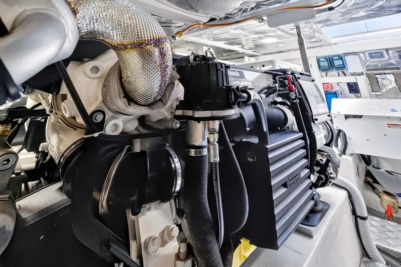 Slide: The Image of Engine room of 2023 Pardo Yachts 43, showcasing advanced mechanical components. - 62
