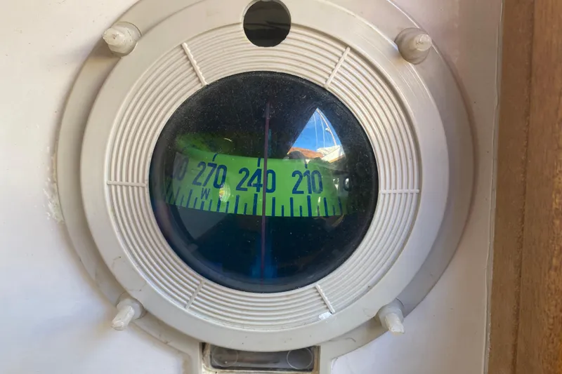 Slide: The Image of Compass on 1978 Bristol Channel Cutter 28, showing heading between 210 and 270 degrees. - 38