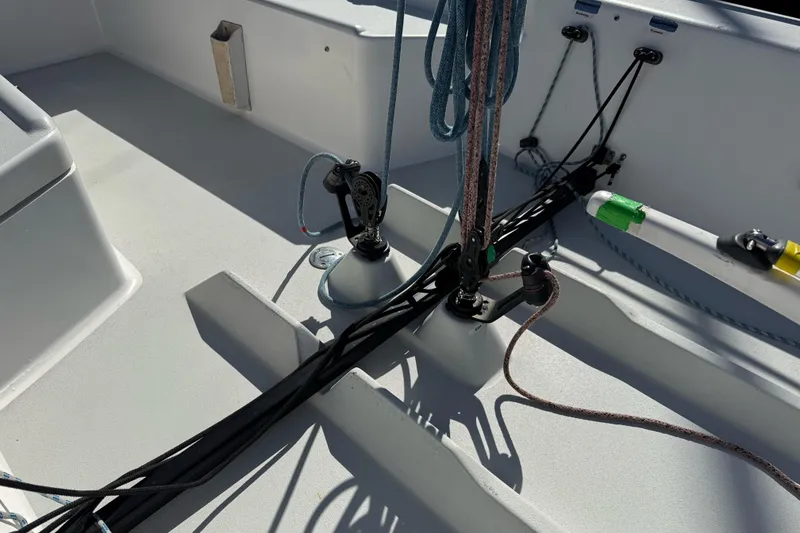 Slide: The Image of Deck of 2014 J Boats J/88 sailboat with winches and ropes. - 14