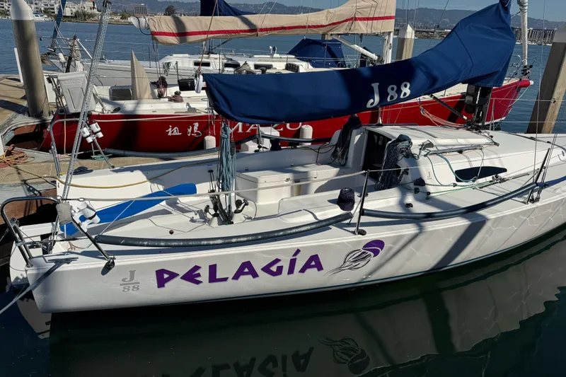 Slide: The Image of 2014 J Boats J/88 sailboat named Pelagia docked at marina. - 5