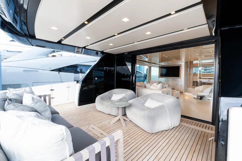 Slide: The Image of Luxurious bathroom interior of 2019 Sanlorenzo SX76 yacht, featuring modern shower and elegant fixtures. - 20