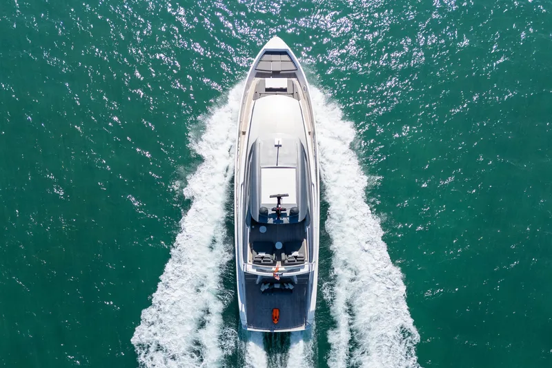 Slide: The Image of Luxurious interior of 2019 Sanlorenzo SX76 yacht with modern furnishings and large windows. - 7