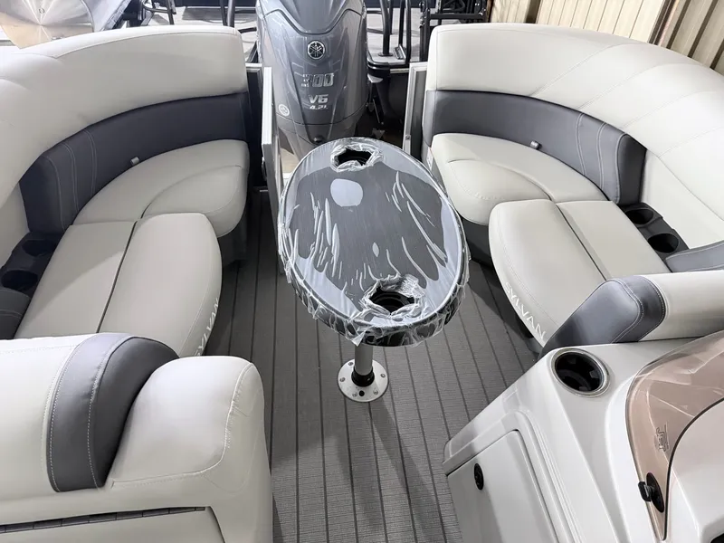 Slide: The Image of Interior of 2026 Sylvan Mirage 820 CLZ DH with gray seating. - 15