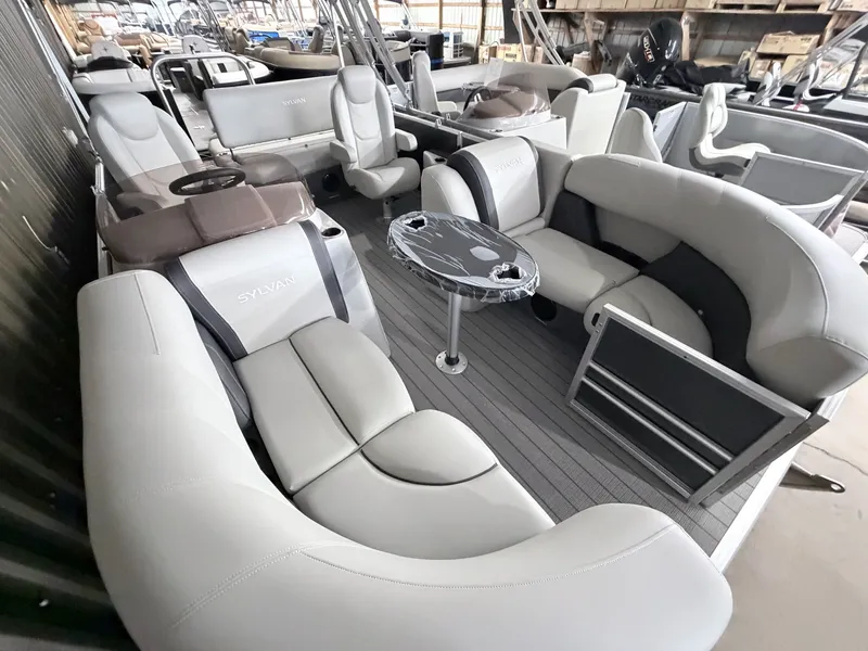 Slide: The Image of Interior of Sylvan Mirage 820 CLZ DH pontoon boat, year 2026. - 8