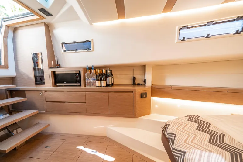 Slide: The Image of Luxurious interior of 2023 Pardo Yachts 43 with modern amenities and elegant design. - 23