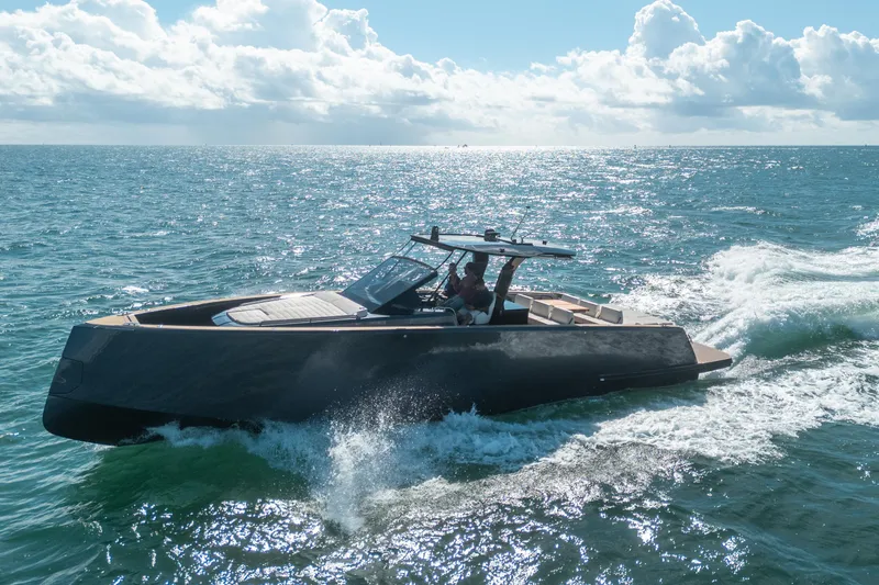 Slide: The Image of 2023 Pardo Yachts 43 cruising on open sea under clear skies. - 32