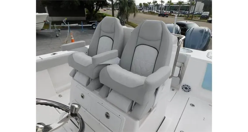Slide: The Image of 2022 Sea Fox 288 Commander boat with dual cushioned helm seats. - 7