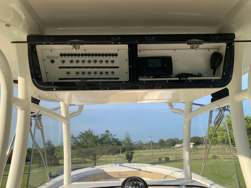 Slide: The Image of 2016 Key West 351 Billistic boat console with control panel and electronics. - 26
