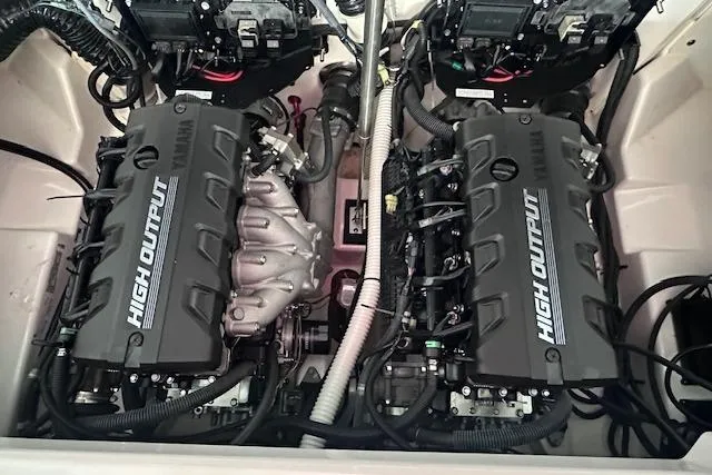 Slide: The Image of Twin high-output engines in a 2022 Yamaha AR250 boat, showcasing powerful performance. - 18