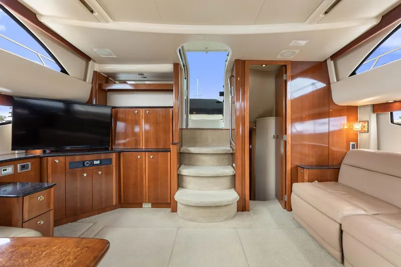 Slide: The Image of Luxurious interior of 2008 Meridian 408 Motoryacht with elegant wood finishes and modern amenities. - 20