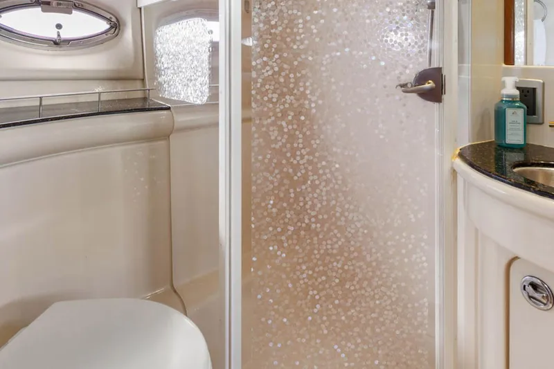 Slide: The Image of Luxurious bathroom in 2008 Meridian 408 Motoryacht with modern fixtures and elegant design. - 39