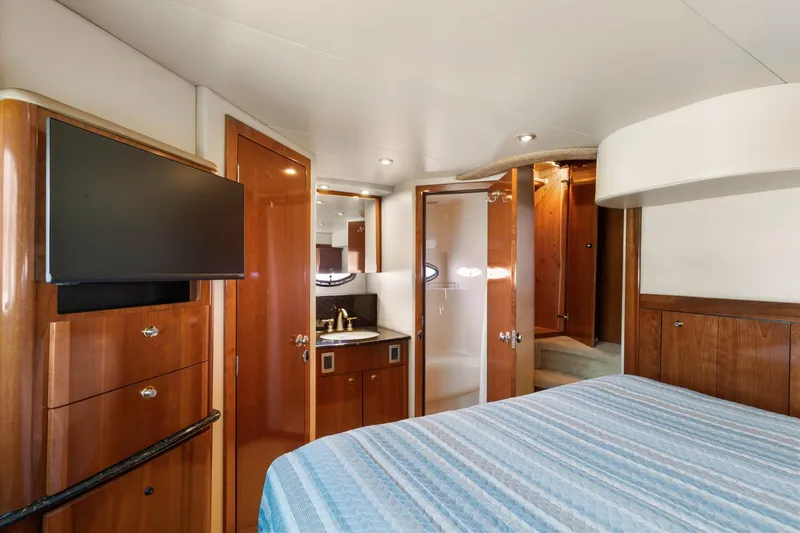 Slide: The Image of Luxurious interior of 2008 Meridian 408 Motoryacht with wood finishes and modern amenities. - 47