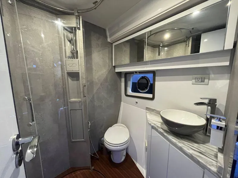 Slide: The Image of Modern bathroom in 2019 Schaefer 510 yacht with shower, toilet, and stylish sink. - 37