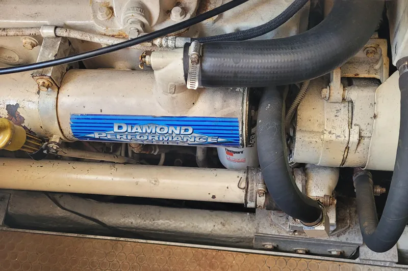 Slide: The Image of Engine detail of 2001 Luhrs 34 Convertible with Diamond Performance component. - 50