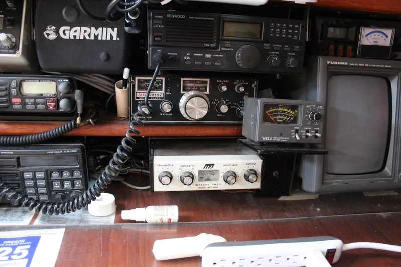 Slide: The Image of 1979 Spencer Yachts 53 cockpit with vintage navigation and communication equipment. - 19