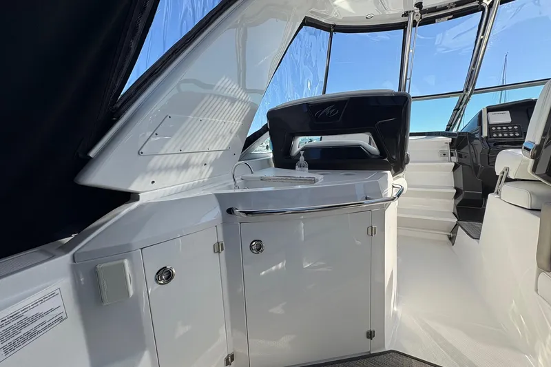 Slide: The Image of 2018 Monterey 335 Sport Yacht interior with sleek design and modern amenities. - 6