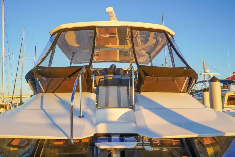 Slide: The Image of Aquila 44 Yacht 2021, docked, showcasing sleek design and modern features. - 50