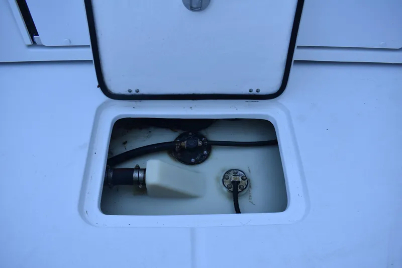 Slide: The Image of Open hatch on 2021 Cape Horn 36 XS boat showing internal components. - 32