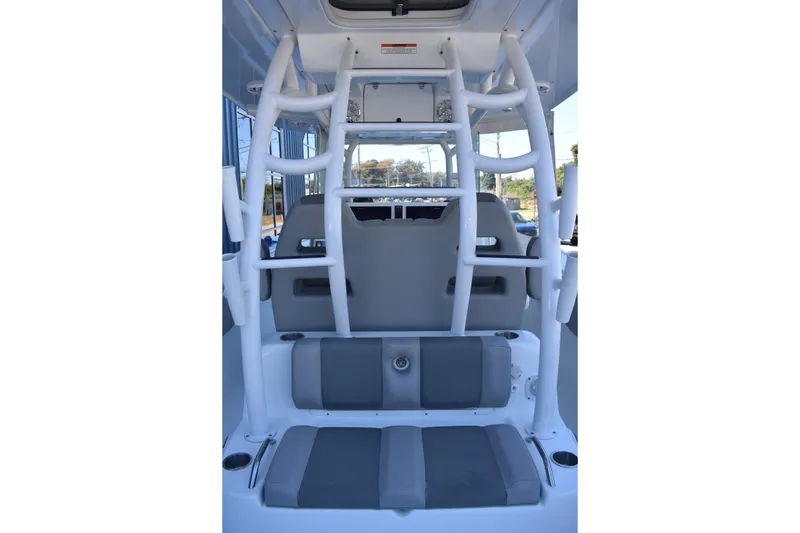 Slide: The Image of 2021 Cape Horn 36 XS boat interior with seating and ladder, showcasing modern design. - 33