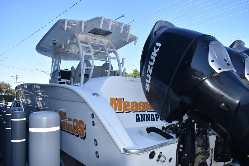 Slide: The Image of 2021 Cape Horn 36 XS boat with Suzuki outboard engines, docked in Annapolis. - 5