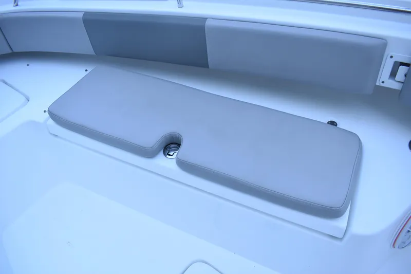 Slide: The Image of 2021 Cape Horn 36 XS boat seating area with cushioned bench and backrest. - 16