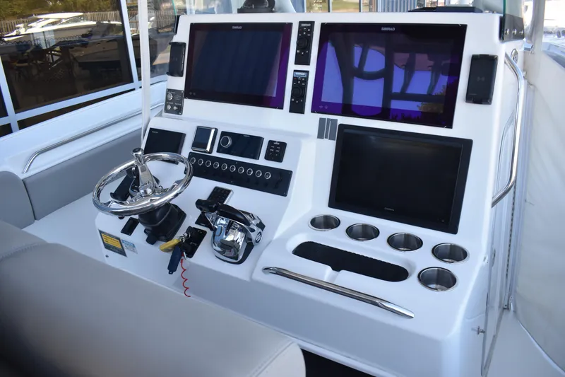 Slide: The Image of 2021 Cape Horn 36 XS boat dashboard with advanced navigation and control systems. - 17