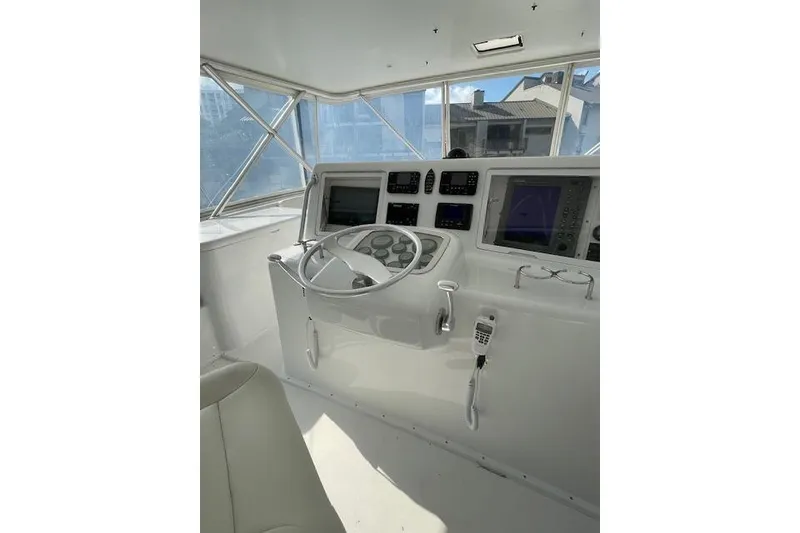 Slide: The Image of Engine room of 2003 Post Flybridge Convertible boat, showcasing mechanical components. - 50