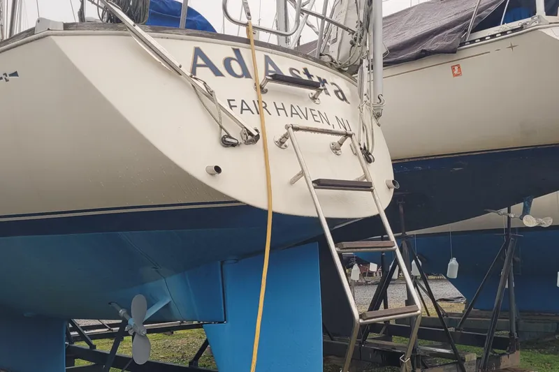 Slide: The Image of 1986 Sabre 34 sailboat "Ad Astra" in Fair Haven, NJ, on dry dock. - 4