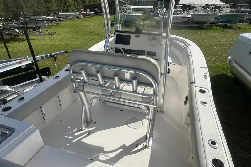 Slide: The Image of 2023 Sea Fox 228 Commander boat interior with seating and control panel. - 10