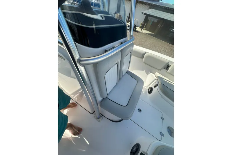 Slide: The Image of 2023 Sea Fox 228 Commander boat interior with seating and console details. - 43