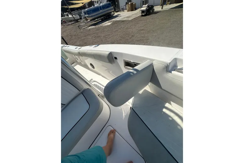 Slide: The Image of 2023 Sea Fox 228 Commander boat interior with seating and footrest. - 47