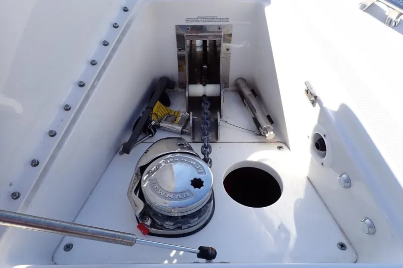 Slide: The Image of Anchor compartment of 2023 Formula 380 Super Sport Crossover OB boat. - 13